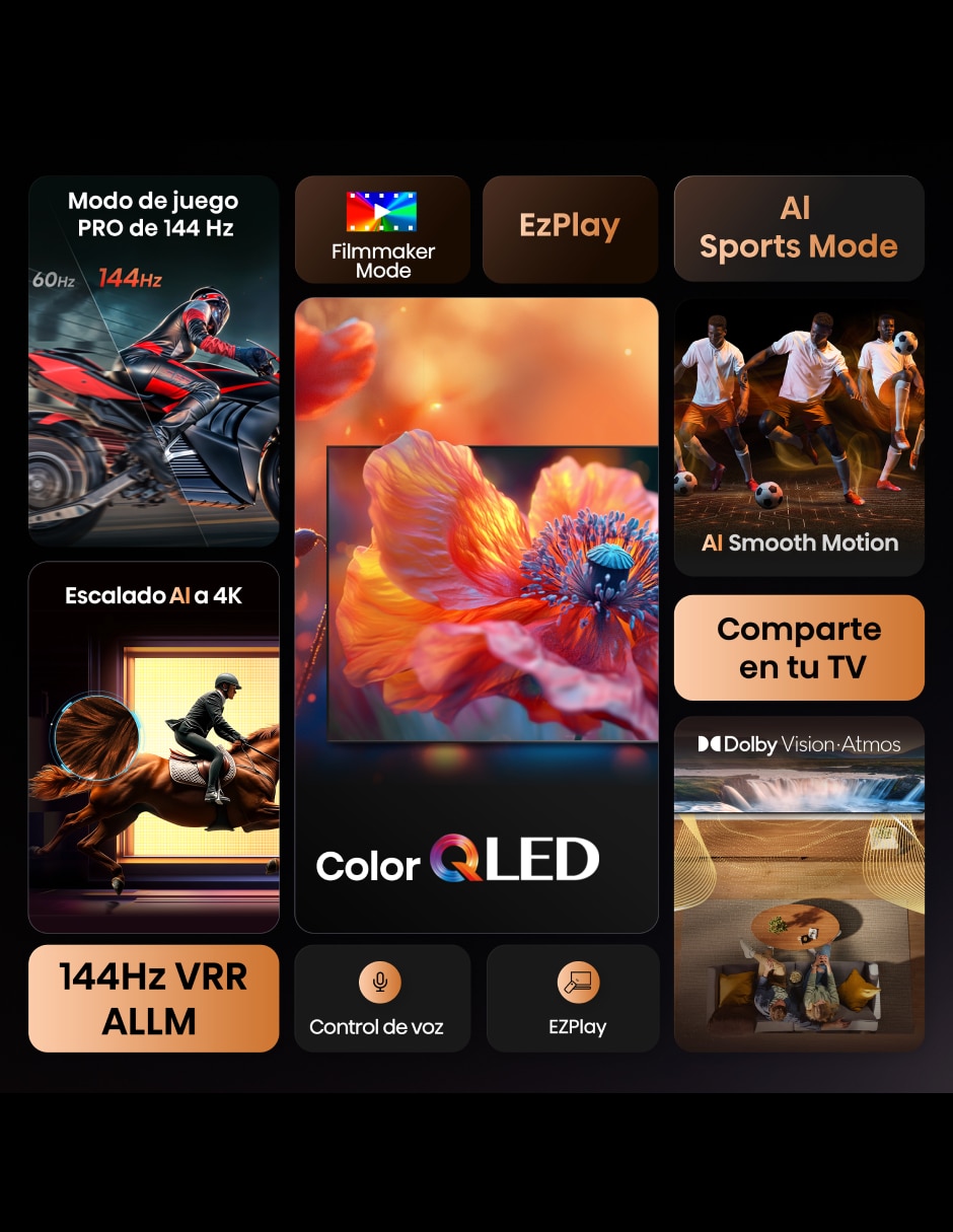 Pantalla smart tv hisense qled de 100 pulgadas 4k/uhd 100qd6sfm con fire os con ai smooth motion